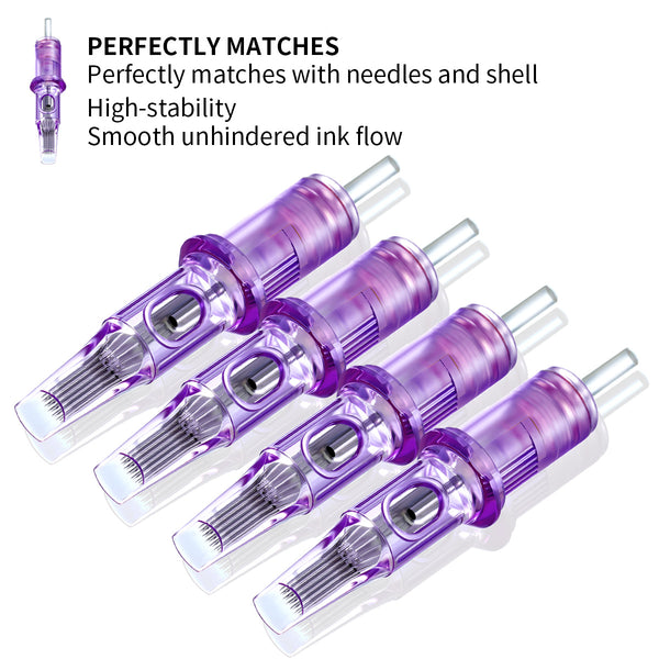 Big Wasp Purple Tattoo Needle Cartridges Curved Mags with Safety Membr ...